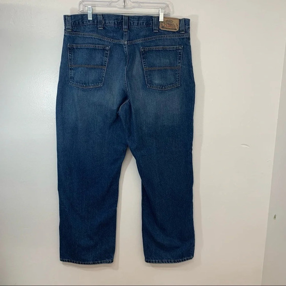 LL Bean Jeans Men 38 Natural Fit 38 Blue Denim Straight 100% Cotton Western Work - Picture 4 of 9